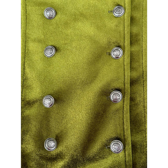 NEW Y2K Boho SZ S Velvet Green Military Double-Breast Button-Up Vintage Vest Top - Picture 7 of 8